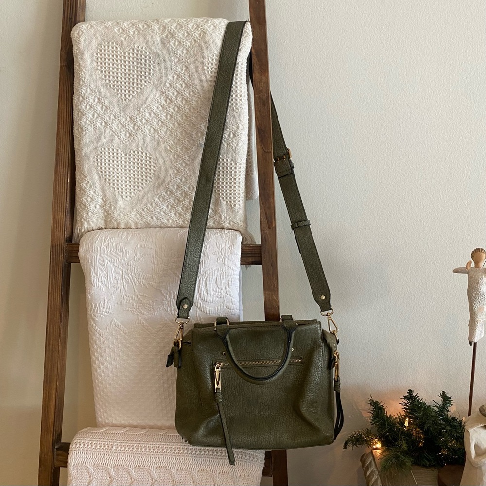 Free People olive green zipper detailed bohemian multi wear bag - Picture 7 of 10